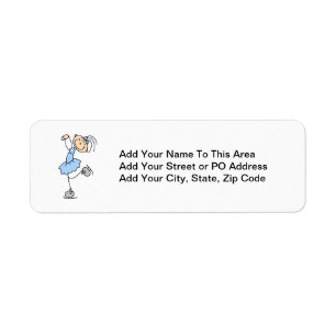 Blue Girl Figure Skater T-shirts and Gifts Return Address Label