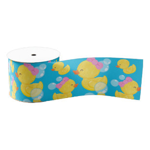Blue Girl Rubber Ducky Grosgrain Ribbon