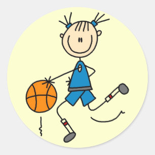 Blue Girls Basketball Tshirts and Gifts Classic Round Sticker