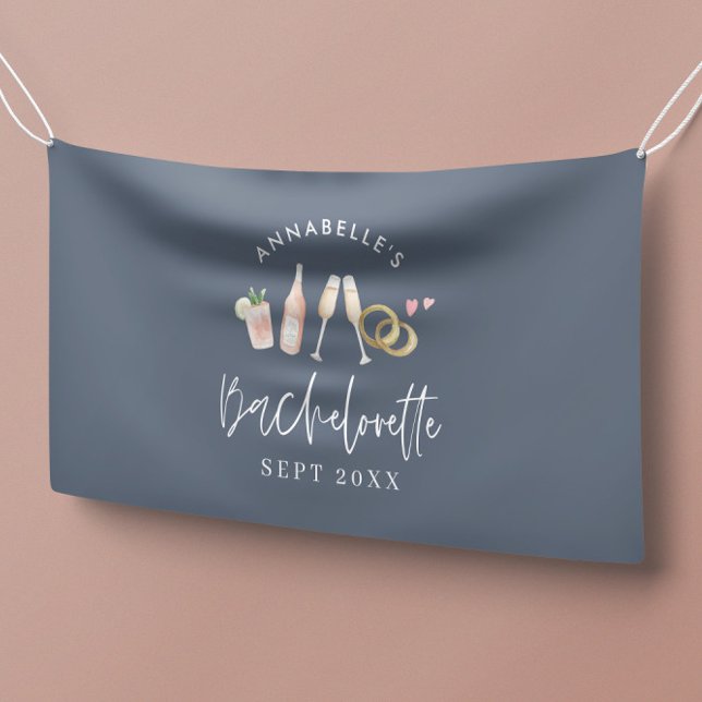 blue girly modern champagne bachelorette weekend banner (Creator Uploaded)