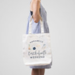 Blue girly modern drinks bachelorette weekend tote bag<br><div class="desc">Blue girly modern drinks bachelorette weekend script party matching decor.</div>