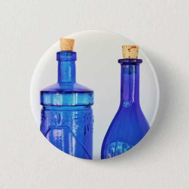 Blue Glass Bottles 6 Cm Round Badge (Front)