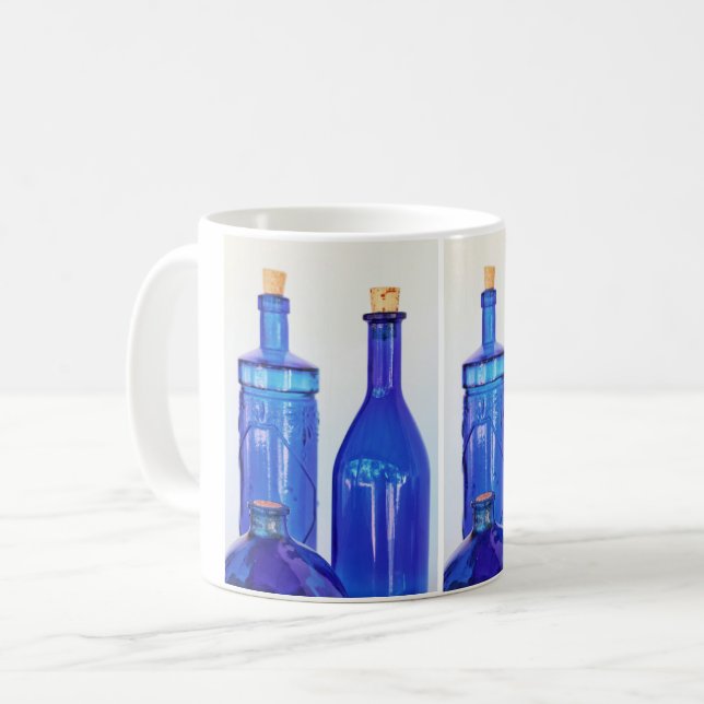 Blue Glass Bottles Coffee Mug (Front Left)