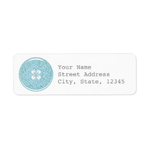 Blue Glass Button Address Label Return Address Label