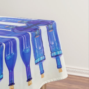 Blue Glass Corked Lined Up Bottles Tablecloth