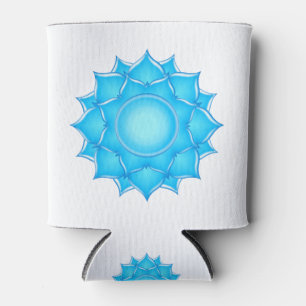 Blue Glass Lotus Flower Drawing Can Cooler