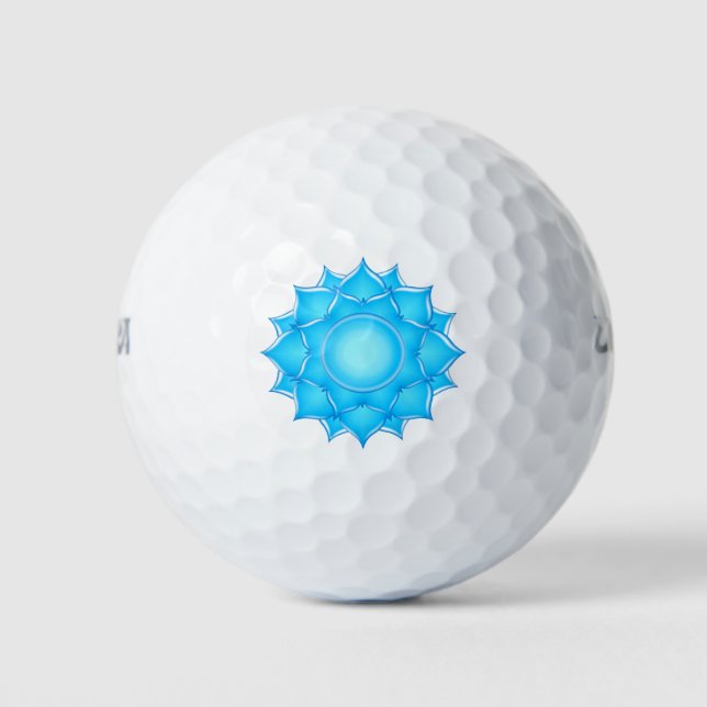 Blue Glass Lotus Flower Drawing Golf Balls (Front)
