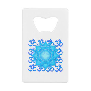 Blue Glass Lotus Flower Drawing With Om Pattern