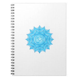 Blue Glass Lotus Flower Om Symbol Drawing Notebook