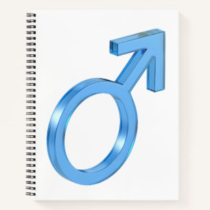 Blue glass male gender sign notebook