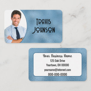Blue Glass Photo Frame Business Card