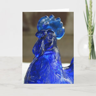 Blue Glass Rooster Detail Card