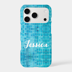 Blue glass tile blocks mosaic