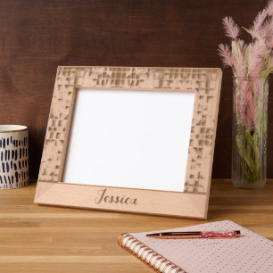 Blue glass tile blocks mosaic etched frames