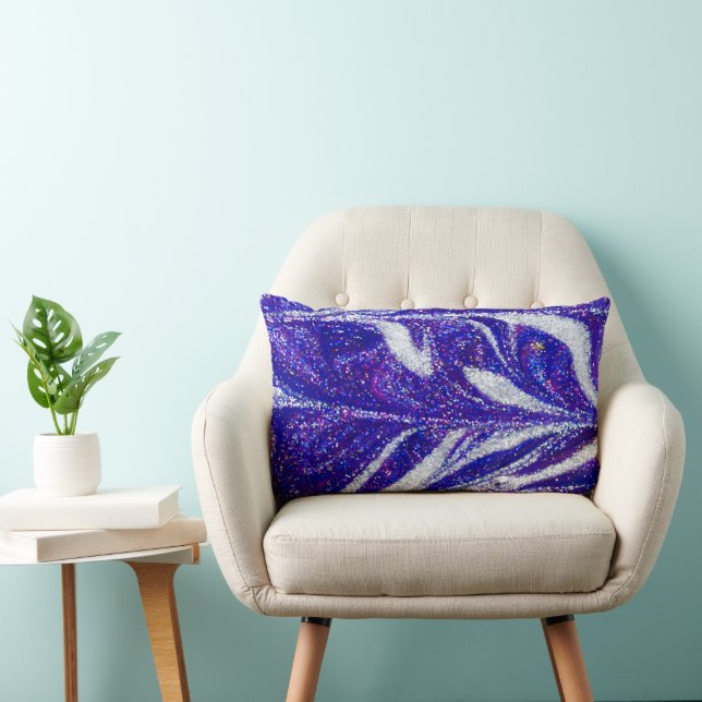 Blue glitter abstract  lumbar pillow (Chair)