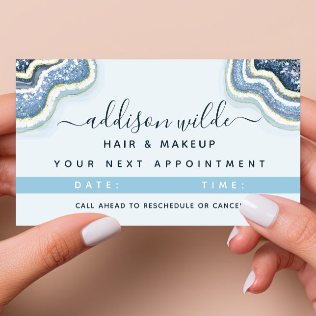 Blue Glitter Agate Geode Luxe Chic Appointment Card (Creator Uploaded)