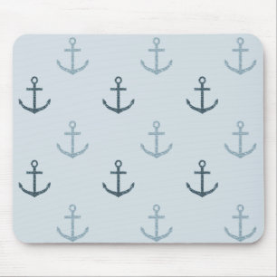 Blue Glitter Anchors Mouse Pad