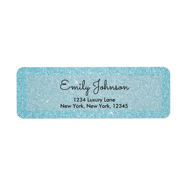 Blue Glitter and Sparkle Return Address Label (Front)