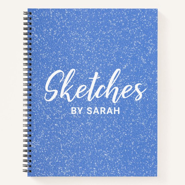 Blue Glitter Artist Sketchbook Notebook Notepad (Front)