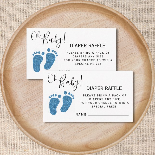 Blue Glitter Baby Feet Diaper Raffle Enclosure Card (Creator Uploaded)