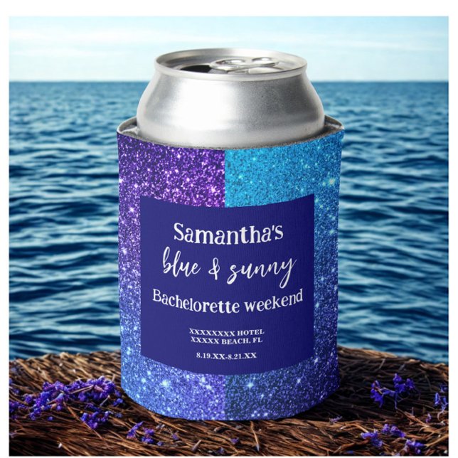 Blue Glitter Bachelorette Party Can Cooler (Creator Uploaded)