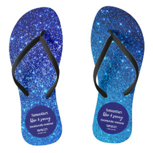 Blue Glitter Bachelorette Party Thongs