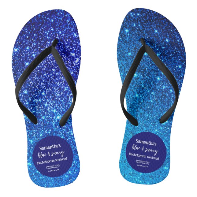 Blue Glitter Bachelorette Party   Thongs (Footbed)