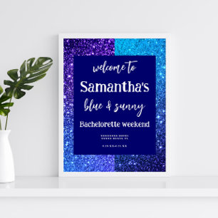 Blue Glitter Bachelorette Party Welcome Sign