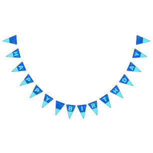 Blue, Glitter Birthday Bunting Flags