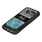 BLUE GLITTER BLACK CHEVRON MONOGRAMMED