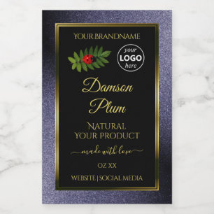 Blue Glitter Black Gold Product Label Ladybug Logo