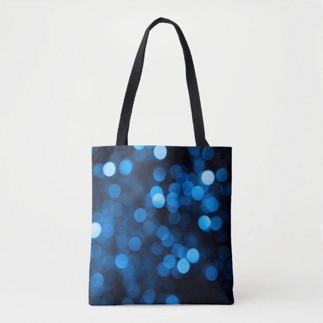 Blue glitter bokeh texture lights tote bag (Front)