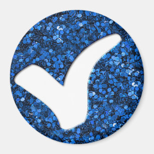 Blue Glitter Check Mark Write Symbol Magnet