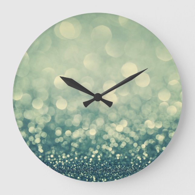 Blue Glitter: Christmas Abstract Large Clock (Front)
