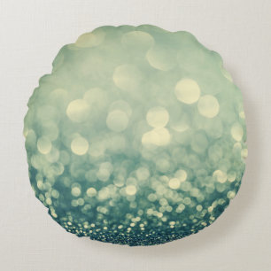Blue Glitter: Christmas Abstract Round Cushion