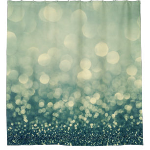 Blue Glitter: Christmas Abstract Shower Curtain