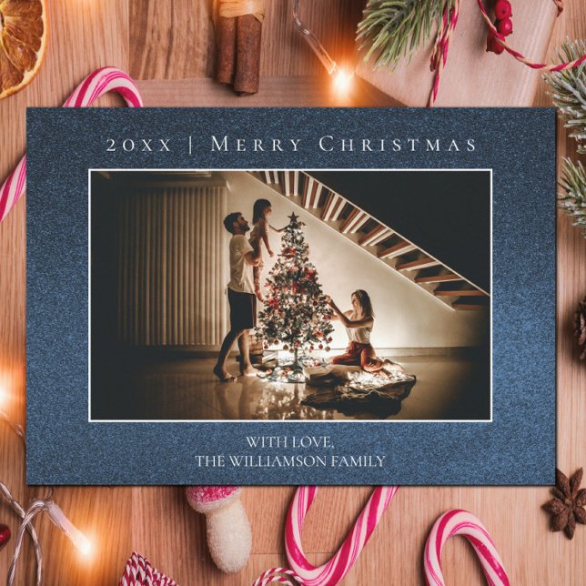Blue Glitter Christmas Photo Card (Blue Glitter Christmas Photo Card)