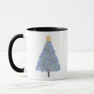Blue glitter christmas tree mug