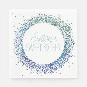 Blue Glitter Circle Napkin