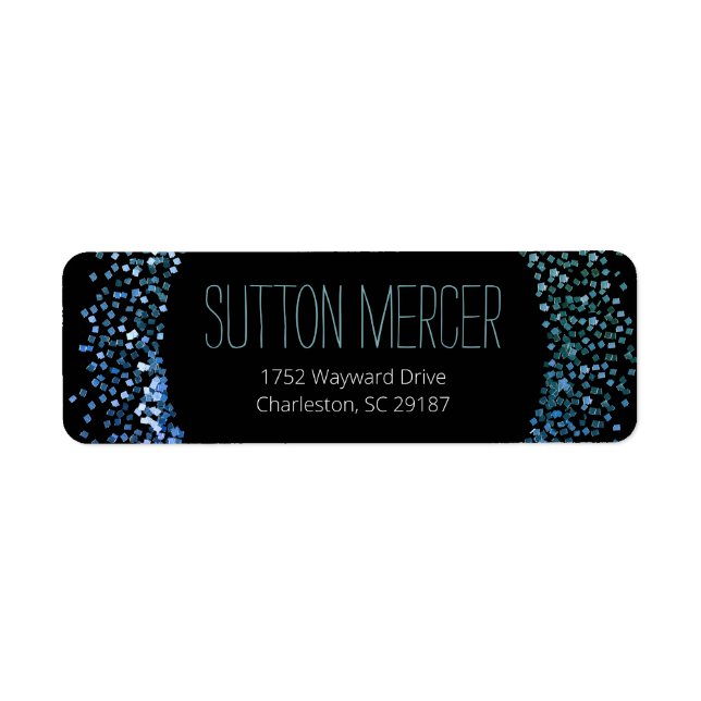 Blue Glitter Circle Return Address Label (Front)