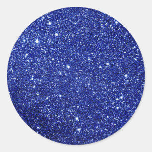 Blue Glitter Classic Round Sticker