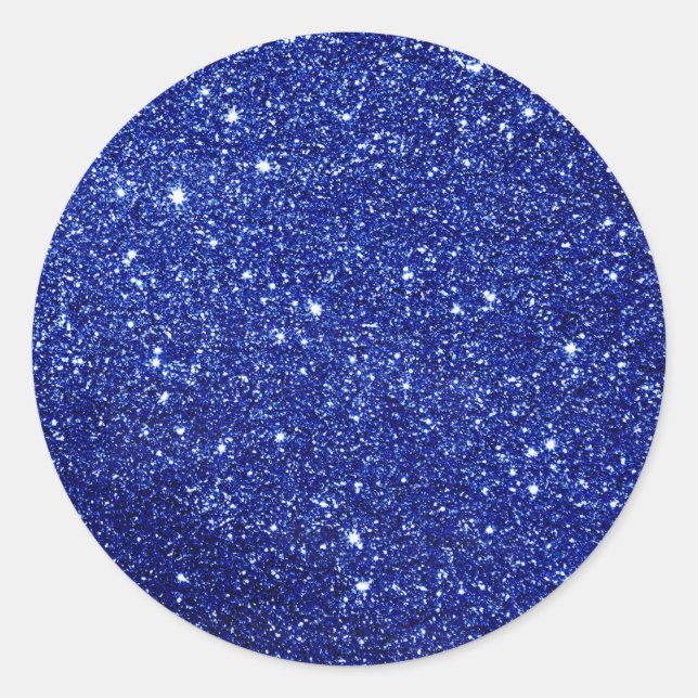 Blue Glitter  Classic Round Sticker (Front)