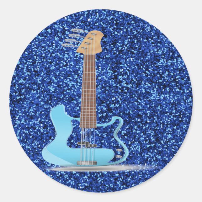 Blue Glitter Classic Round Sticker (Front)