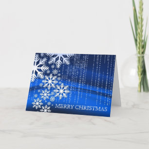 Blue Glitter Confetti Snowflake Merry Christmas Holiday Card