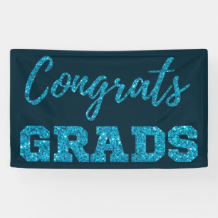 Blue Glitter Congrats Grads Banner