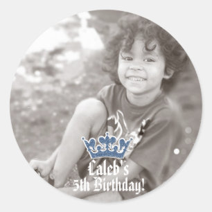 Blue Glitter Crown Royal Prince PHOTO Sticker