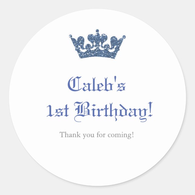 Blue Glitter Crown Royal Prince Sticker Label (Front)