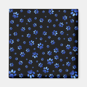 Blue glitter dog paw pattern magnet