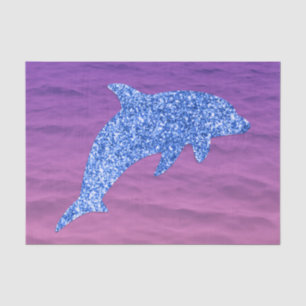 Blue Glitter Dolphin In Pink And Purple Sea Tissue Paper