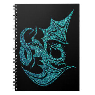 Blue Glitter Dragon Notebook